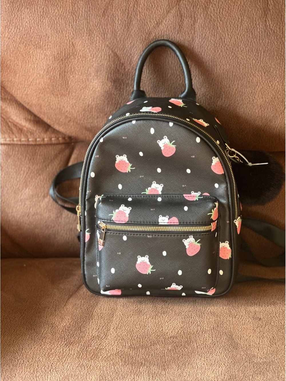 Like Dreams Polka Dot Strawberry Bear Mini Backpack NWT